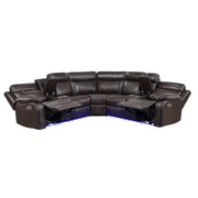 8315DBR*SCPW (3)3-Piece Power Reclining Sectional with Two Consoles, Speakers, Subwoofer, LED Lighting and  Charging Port - 8315DBR*SCPW