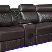 8315DBR*SCPW (3)3-Piece Power Reclining Sectional with Two Consoles, Speakers, Subwoofer, LED Lighting and  Charging Port - 8315DBR*SCPW