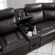 8315DBR*SCPW (3)3-Piece Power Reclining Sectional with Two Consoles, Speakers, Subwoofer, LED Lighting and  Charging Port - 8315DBR*SCPW