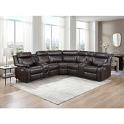 8315DBR*SCPW (3)3-Piece Power Reclining Sectional with Two Consoles, Speakers, Subwoofer, LED Lighting and  Charging Port - 8315DBR*SCPW