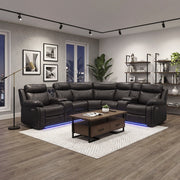 8315DBR*SCPW (3)3-Piece Power Reclining Sectional with Two Consoles, Speakers, Subwoofer, LED Lighting and  Charging Port - 8315DBR*SCPW