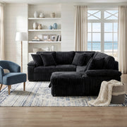 8317BLK*33LRC (3)3-Piece Sectional with Pull-out Bed, Right Side Chaise and Hidden Storage - 8317BLK*33LRC