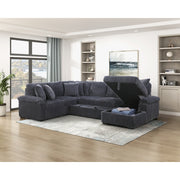 8317DGY*33LRC (3)3-Piece Sectional with Pull-out Bed, Right Side Chaise and Hidden Storage - 8317DGY*33LRC