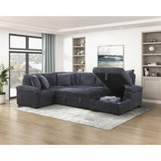 8317DGY*33LRC (3)3-Piece Sectional with Pull-out Bed, Right Side Chaise and Hidden Storage - 8317DGY*33LRC