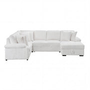 8317WHT*33LRC (3)3-Piece Sectional with Pull-out Bed, Right Side Chaise and Hidden Storage - 8317WHT*33LRC