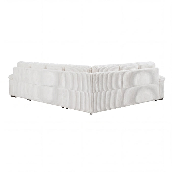 8317WHT*33LRC (3)3-Piece Sectional with Pull-out Bed, Right Side Chaise and Hidden Storage - 8317WHT*33LRC