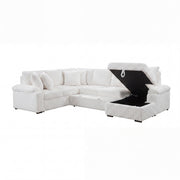 8317WHT*33LRC (3)3-Piece Sectional with Pull-out Bed, Right Side Chaise and Hidden Storage - 8317WHT*33LRC