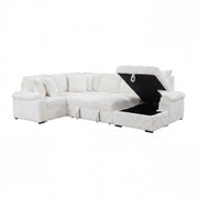 8317WHT*33LRC (3)3-Piece Sectional with Pull-out Bed, Right Side Chaise and Hidden Storage - 8317WHT*33LRC