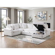 8317WHT*33LRC (3)3-Piece Sectional with Pull-out Bed, Right Side Chaise and Hidden Storage - 8317WHT*33LRC