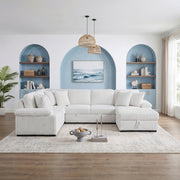 8317WHT*33LRC (3)3-Piece Sectional with Pull-out Bed, Right Side Chaise and Hidden Storage - 8317WHT*33LRC