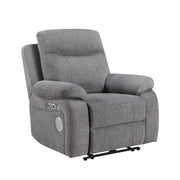 8340GRY-1PWHB Power Reclining Chair with Power Headrest, Power Lumbar Support, Bluetooth Speakers and Charging Ports - 8340GRY-1PWHB