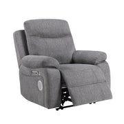 8340GRY-1PWHB Power Reclining Chair with Power Headrest, Power Lumbar Support, Bluetooth Speakers and Charging Ports - 8340GRY-1PWHB