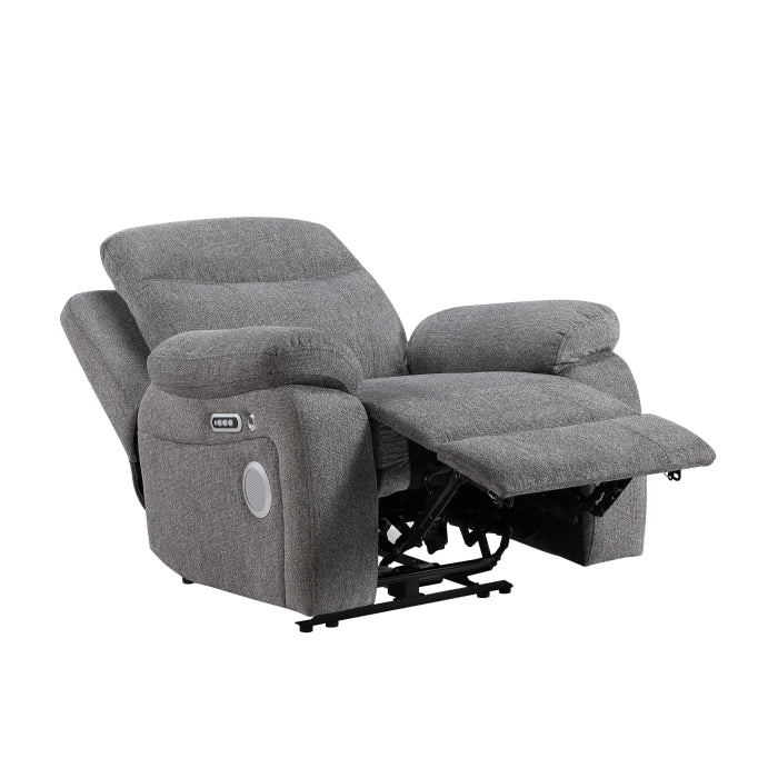 8340GRY-1PWHB Power Reclining Chair with Power Headrest, Power Lumbar Support, Bluetooth Speakers and Charging Ports - 8340GRY-1PWHB