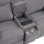8340GRY-2PWHB Power Double Reclining Love Seat with Center Console, Power Headrests, Power Lumbar Support, Wireless Charger, Hidden Cup Holders, Bluetooth Speakers and Charging Ports - 8340GRY-2PWHB