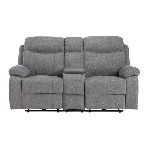 8340GRY-2PWHB Power Double Reclining Love Seat with Center Console, Power Headrests, Power Lumbar Support, Wireless Charger, Hidden Cup Holders, Bluetooth Speakers and Charging Ports - 8340GRY-2PWHB