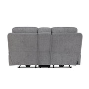 8340GRY-2PWHB Power Double Reclining Love Seat with Center Console, Power Headrests, Power Lumbar Support, Wireless Charger, Hidden Cup Holders, Bluetooth Speakers and Charging Ports - 8340GRY-2PWHB