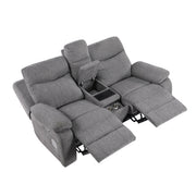 8340GRY-2PWHB Power Double Reclining Love Seat with Center Console, Power Headrests, Power Lumbar Support, Wireless Charger, Hidden Cup Holders, Bluetooth Speakers and Charging Ports - 8340GRY-2PWHB