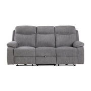 8340GRY-3PWHB Power Double Reclining Sofa with Center Drop-down Cup Holders, Power Headrests, Power Lumbar Support, Wireless Charger, Bluetooth Speakers, Hidden Drawer and Charging Ports - 8340GRY-3PWHB
