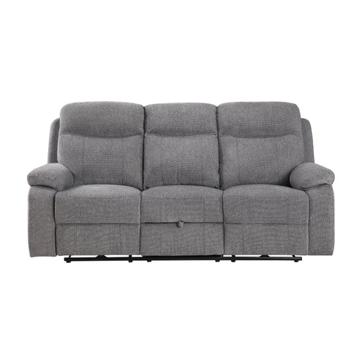 8340GRY-3PWHB Power Double Reclining Sofa with Center Drop-down Cup Holders, Power Headrests, Power Lumbar Support, Wireless Charger, Bluetooth Speakers, Hidden Drawer and Charging Ports - 8340GRY-3PWHB