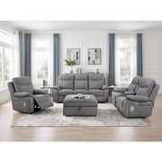8340GRY-3PWHB Power Double Reclining Sofa with Center Drop-down Cup Holders, Power Headrests, Power Lumbar Support, Wireless Charger, Bluetooth Speakers, Hidden Drawer and Charging Ports - 8340GRY-3PWHB