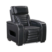 8344BLK-1PWHM Power Reclining Chair with Power Headrest, Cup holder, Storage Arms(Top and Side), Air Massage, Heat, LED Lighting and Charging Ports - 8344BLK-1PWHM