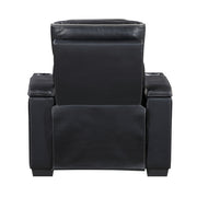 8344BLK-1PWHM Power Reclining Chair with Power Headrest, Cup holder, Storage Arms(Top and Side), Air Massage, Heat, LED Lighting and Charging Ports - 8344BLK-1PWHM