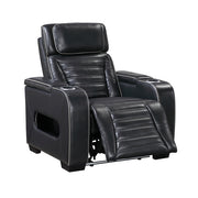 8344BLK-1PWHM Power Reclining Chair with Power Headrest, Cup holder, Storage Arms(Top and Side), Air Massage, Heat, LED Lighting and Charging Ports - 8344BLK-1PWHM