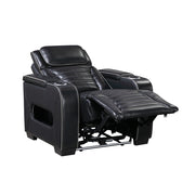 8344BLK-1PWHM Power Reclining Chair with Power Headrest, Cup holder, Storage Arms(Top and Side), Air Massage, Heat, LED Lighting and Charging Ports - 8344BLK-1PWHM