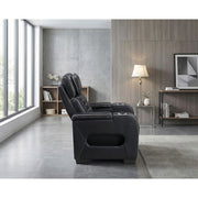 8344BLK-1PWHM Power Reclining Chair with Power Headrest, Cup holder, Storage Arms(Top and Side), Air Massage, Heat, LED Lighting and Charging Ports - 8344BLK-1PWHM