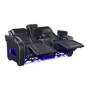 8344BLK-2PWHM Power Double Reclining Love Seat with Center Console, Power Headrests, Storage Arms(Top and Side) ,Cup Holders, Wireless Speakers with Sub-Woofer, Air Massage, Heat, LED Lighting and Charging Ports - 8344BLK-2PWHM