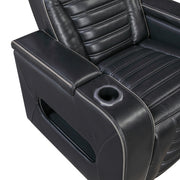 8344BLK-2PWHM Power Double Reclining Love Seat with Center Console, Power Headrests, Storage Arms(Top and Side) ,Cup Holders, Wireless Speakers with Sub-Woofer, Air Massage, Heat, LED Lighting and Charging Ports - 8344BLK-2PWHM