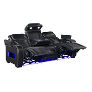 8344BLK-3PWHM Power Double Reclining Sofa with Center Drop-Down Cup Holders, Power Headrests,  Storage Arms(Top and Side) ,Cup holders, Reading Lights, Wireless Charger, Air Massage, Heat,  LED Lighting and Charging Ports - 8344BLK-3PWHM