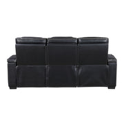 8344BLK-3PWHM Power Double Reclining Sofa with Center Drop-Down Cup Holders, Power Headrests,  Storage Arms(Top and Side) ,Cup holders, Reading Lights, Wireless Charger, Air Massage, Heat,  LED Lighting and Charging Ports - 8344BLK-3PWHM