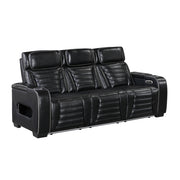8344BLK-3PWHM Power Double Reclining Sofa with Center Drop-Down Cup Holders, Power Headrests,  Storage Arms(Top and Side) ,Cup holders, Reading Lights, Wireless Charger, Air Massage, Heat,  LED Lighting and Charging Ports - 8344BLK-3PWHM