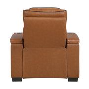 8344BRW-1PWHM Power Reclining Chair with Power Headrest, Cup holder, Storage Arms(Top and Side), Air Massage, Heat, LED Lighting and Charging Ports - 8344BRW-1PWHM