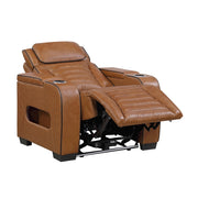 8344BRW-1PWHM Power Reclining Chair with Power Headrest, Cup holder, Storage Arms(Top and Side), Air Massage, Heat, LED Lighting and Charging Ports - 8344BRW-1PWHM