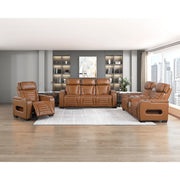 8344BRW-1PWHM Power Reclining Chair with Power Headrest, Cup holder, Storage Arms(Top and Side), Air Massage, Heat, LED Lighting and Charging Ports - 8344BRW-1PWHM