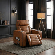 8344BRW-1PWHM Power Reclining Chair with Power Headrest, Cup holder, Storage Arms(Top and Side), Air Massage, Heat, LED Lighting and Charging Ports - 8344BRW-1PWHM
