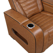 8344BRW-2PWHM Power Double Reclining Love Seat with Center Console, Power Headrests, Storage Arms(Top and Side) ,Cup Holders, Wireless Speakers with Sub-Woofer, Air Massage, Heat, LED Lighting and Charging Ports - 8344BRW-2PWHM