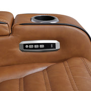 8344BRW-3PWHM Power Double Reclining Sofa with Center Drop-Down Cup Holders, Power Headrests,  Storage Arms(Top and Side) ,Cup holders, Reading Lights, Wireless Charger, Air Massage, Heat,  LED Lighting and Charging Ports - 8344BRW-3PWHM