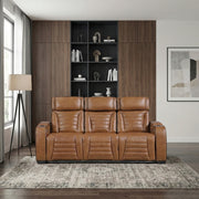8344BRW-3PWHM Power Double Reclining Sofa with Center Drop-Down Cup Holders, Power Headrests,  Storage Arms(Top and Side) ,Cup holders, Reading Lights, Wireless Charger, Air Massage, Heat,  LED Lighting and Charging Ports - 8344BRW-3PWHM