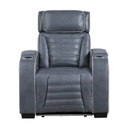 8344BUE-1PWHM Power Reclining Chair with Power Headrest, Cup holder, Storage Arms(Top and Side), Air Massage, Heat, LED Lighting and Charging Ports - 8344BUE-1PWHM