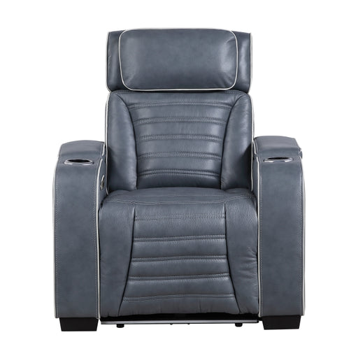 8344BUE-1PWHM Power Reclining Chair with Power Headrest, Cup holder, Storage Arms(Top and Side), Air Massage, Heat, LED Lighting and Charging Ports - 8344BUE-1PWHM