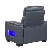 8344BUE-1PWHM Power Reclining Chair with Power Headrest, Cup holder, Storage Arms(Top and Side), Air Massage, Heat, LED Lighting and Charging Ports - 8344BUE-1PWHM