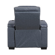 8344BUE-1PWHM Power Reclining Chair with Power Headrest, Cup holder, Storage Arms(Top and Side), Air Massage, Heat, LED Lighting and Charging Ports - 8344BUE-1PWHM
