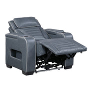 8344BUE-1PWHM Power Reclining Chair with Power Headrest, Cup holder, Storage Arms(Top and Side), Air Massage, Heat, LED Lighting and Charging Ports - 8344BUE-1PWHM