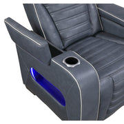 8344BUE-1PWHM Power Reclining Chair with Power Headrest, Cup holder, Storage Arms(Top and Side), Air Massage, Heat, LED Lighting and Charging Ports - 8344BUE-1PWHM