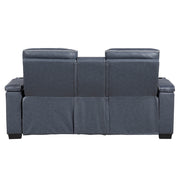 8344BUE-2PWHM Power Double Reclining Love Seat with Center Console, Power Headrests, Storage Arms(Top and Side) ,Cup Holders, Wireless Speakers with Sub-Woofer, Air Massage, Heat, LED Lighting and Charging Ports - 8344BUE-2PWHM