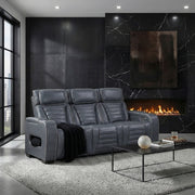 8344BUE-3PWHM Power Double Reclining Sofa with Center Drop-Down Cup Holders, Power Headrests,  Storage Arms(Top and Side) ,Cup holders, Reading Lights, Wireless Charger, Air Massage, Heat,  LED Lighting and Charging Ports - 8344BUE-3PWHM