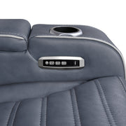 8344BUE-3PWHM Power Double Reclining Sofa with Center Drop-Down Cup Holders, Power Headrests,  Storage Arms(Top and Side) ,Cup holders, Reading Lights, Wireless Charger, Air Massage, Heat,  LED Lighting and Charging Ports - 8344BUE-3PWHM